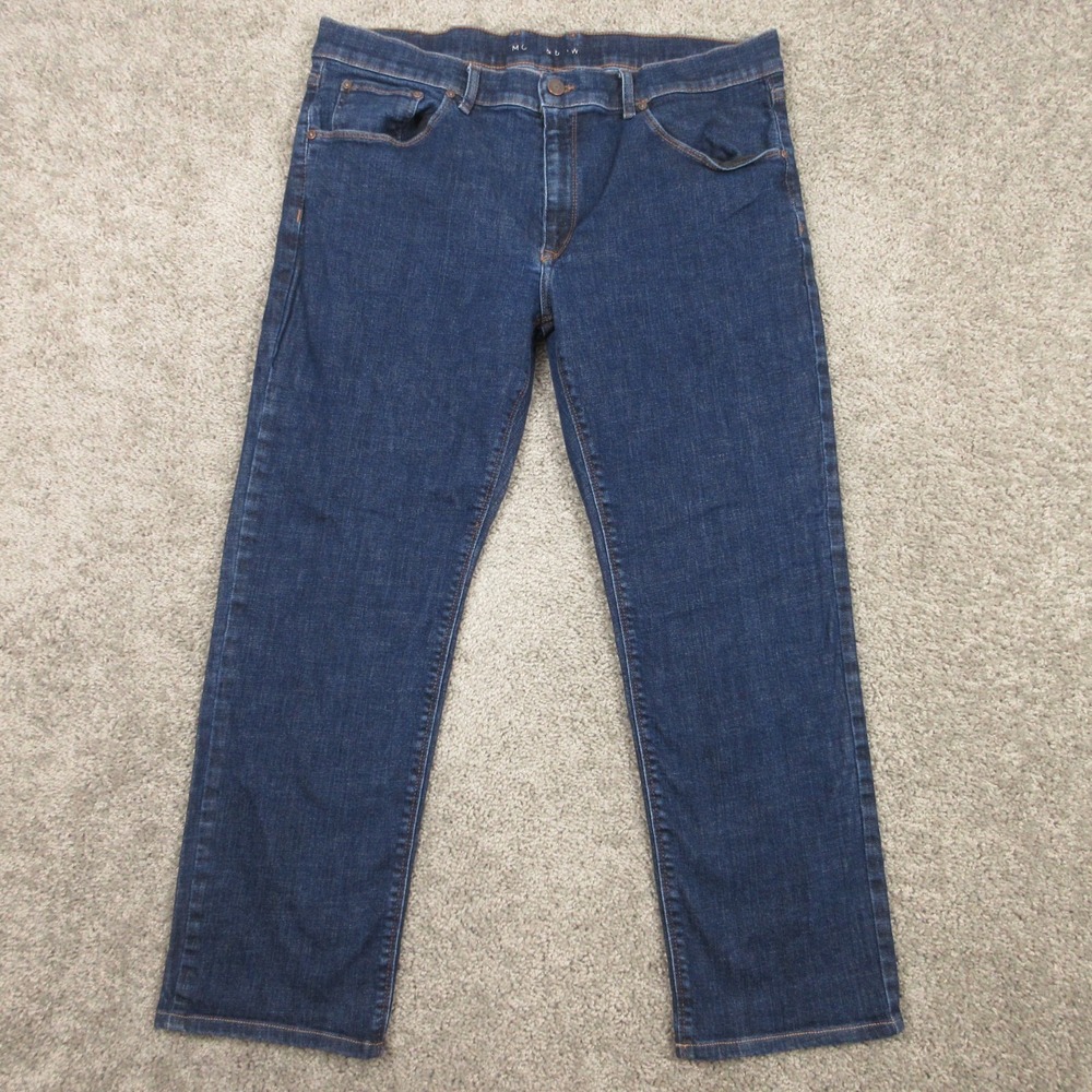 Mott & Bow Jeans Mens 38x27 (Tag 38x30) Blue Slim Fit Dark Wash Denim Pants Zip